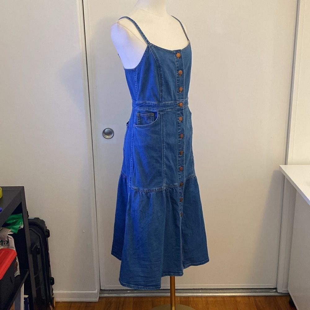 Madewell Denim Bayview Tiered Midi Dress Size 2 - Picture 7 of 16